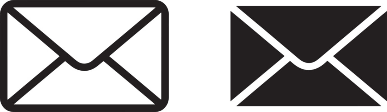 Black and white envelope email symbol