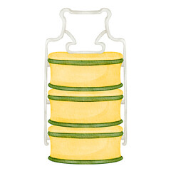 watercolor thai bento box