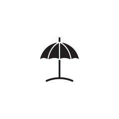 Fototapeta premium Simple black beach or rain umbrella icon, symbolizing protection, shelter, and weather, isolated on a clean white background, perfect for minimalist design projects.