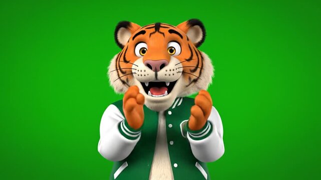 Tiger Mascot in Varsity Jacket