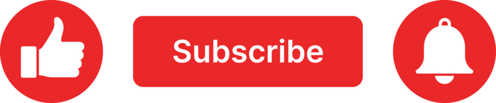 Red subscribe button with white thumbs up and bell