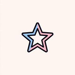 Obraz premium Outline of a five-pointed star with pastel blue and pink outlines on a soft background