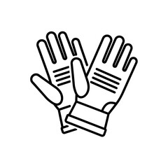 Obraz premium Pair of protective industrial safety work gloves line art icon design