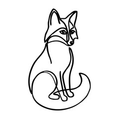 Dibujo con línea continua de un zorro sentado  © teracreonte