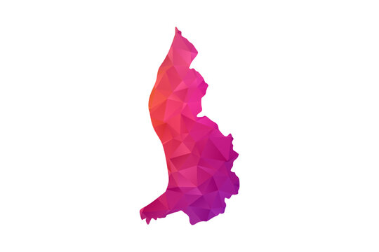 Liechtenstein Map - Polygon Style Vector Illustration in Orange and Pink Gradient, Low Poly Geometric Design, Isolated on White Background for Infographics and Education.
