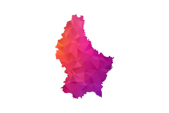 Luxembourg Map - Polygon Style Vector Illustration in Orange and Pink Gradient, Low Poly Geometric Design, Isolated on White Background for Infographics and Education.