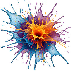Vibrant colorful paint splatter on black background