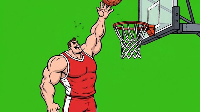 Muscular Basketball Player Dunking