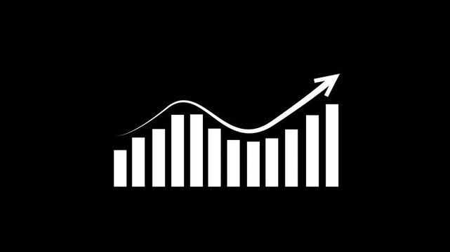 Minimal rising bar chart with arrow growth animation