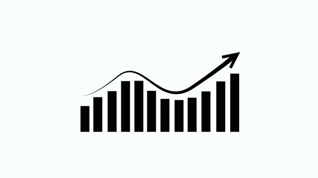 Minimal rising bar chart with arrow growth animation