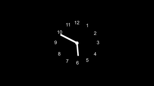 Minimal analog clock isolated animated, Simple counting down clock isolated