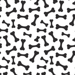 Seamless pattern of black dog bones on a white background