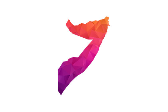 Somalia Map - Polygon Style Vector Illustration in Orange and Pink Gradient, Low Poly Geometric Design, Isolated on White Background for Infographics and Education.
