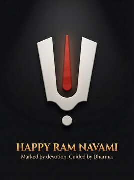 Ram navami celebration with shankha symbol on black background