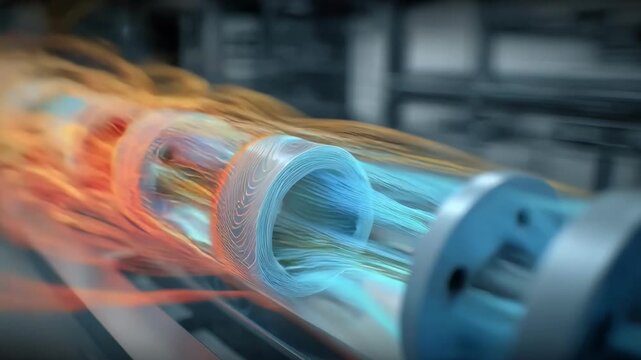 Medium shot capturing aerodynamic testing of stamped parts highlighting airflow simulations and design refinements for optimal performance.