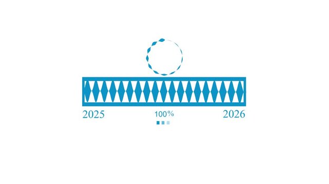 Minimalist progress bar between 2025 and 2026 animation