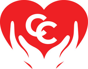 Vector  CC with Heart hand logo