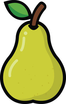 Crisp Pear Vector Illustration - Ripe, Green, Healthy Fruit Icon for Healthy Eating and Organic Food Concepts