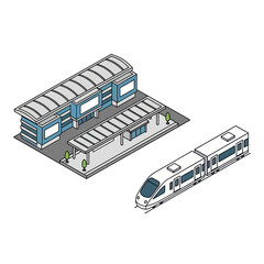 Modern Train Station with Electric Train.