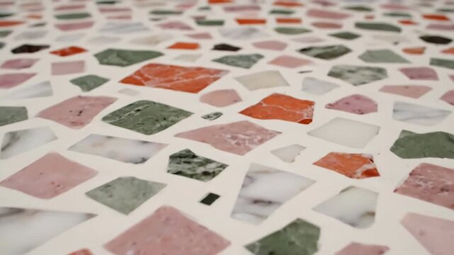 Abstract terrazzo pattern with gentle camera movement