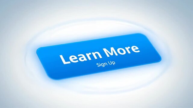 Dynamic call to action graphic. Blue glowing Learn More and Sign Up button for web design and online advertising.