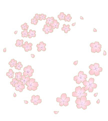 手描き風の濃いピンクの桜の丸フレーム