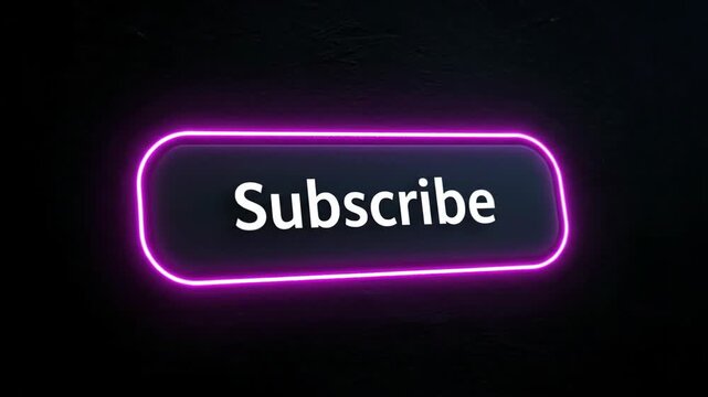 Drive engagement with this sleek, dark mode Subscribe button featuring a vibrant pink neon glow, perfect for YouTube channel overlays or streaming graphics.