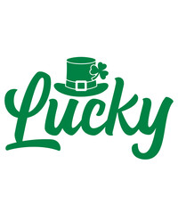 Naklejka premium Lucky St Patricks Day typography design on plain white transparent isolated background for card, shirt, hoodie, sweatshirt, apparel, tag, mug, icon, poster or badge