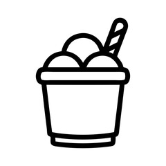 Dibujo sencillo con líneas de un vaso con 3 bolas de helado y pajita  © teracreonte