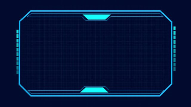 Futuristic Digital Interface Frame with Grid and Cyan Accents on Dark Blue animated Background