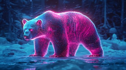 Futuristic glowing polar bear digital style high resolution picture