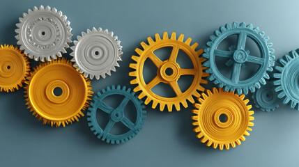 Visual metaphor: gears turning in sync to represent Agile teamwork and iteration. 