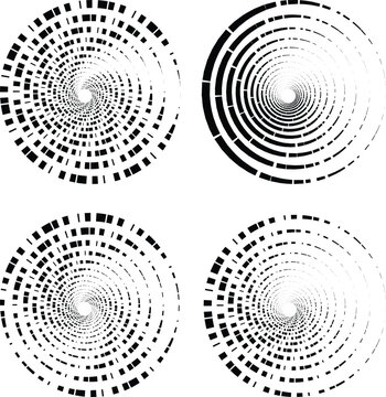 Four Abstract Radial Spiral Sets