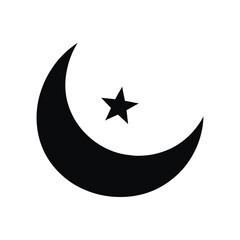 Fototapeta premium Islamic Crescent Moon and Star Silhouette Symbol Vector Icon