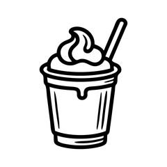 Dibujo sencillo con líneas de un vaso de helado lácteo con pajita  © teracreonte