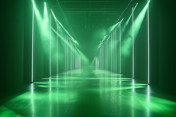 Futuristic green stage spotlight beams high resolution picture