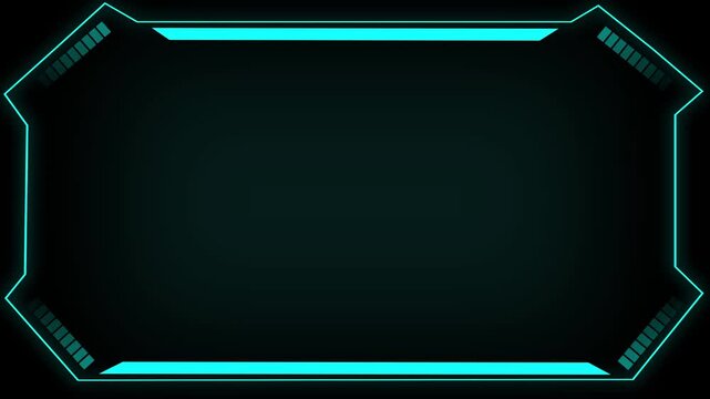 Futuristic Neon Blue Geometric Frame on Dark animated Background abstract border