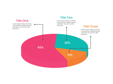 3D Pie Chart Infographic with Data Segments and Descriptions.