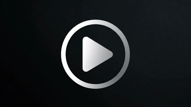 Ready to start the media, featuring a glowing white play button icon on a black screen, ideal for UI design and video streaming applications.