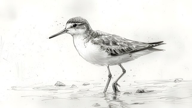 Sandpiper delicate bird wading through tidal waters photo