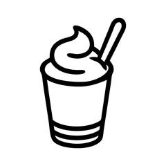 Dibujo sencillo con líneas de un vaso de helado lácteo con cuchara  © teracreonte