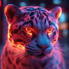 Futuristic jaguar neon holographic radiant aura high resolution picture