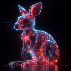 Futuristic kangaroo neon glowing radiant design high resolution picture
