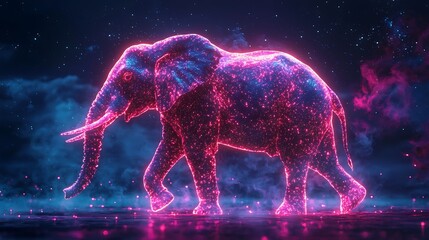 Futuristic glowing elephant artwork with aura high resolution picture