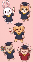 卒業式！可愛い動物たちの祝祭
