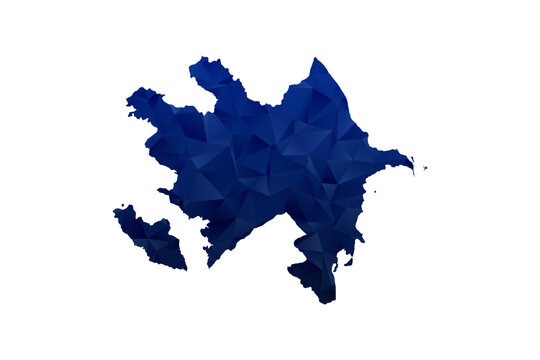 Azerbaijan Map - Polygon Style Vector Illustration in Dark Blue Gradient, Low Poly Geometric Design, Isolated on White Background for Infographics and Education.