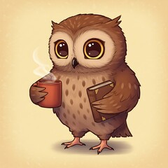 愛らしいフクロウのティータイム