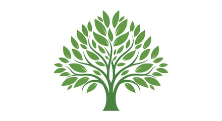 Obraz premium Green Tree Logo - Abstract Nature Symbol with Leaves