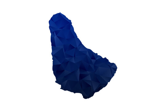 Barbados Map - Polygon Style Vector Illustration in Dark Blue Gradient, Low Poly Geometric Design, Isolated on White Background for Infographics and Education.
