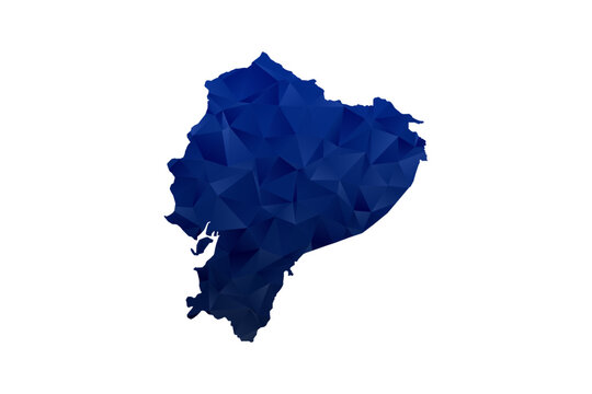 Ecuador Map - Polygon Style Vector Illustration in Dark Blue Gradient, Low Poly Geometric Design, Isolated on White Background for Infographics and Education.